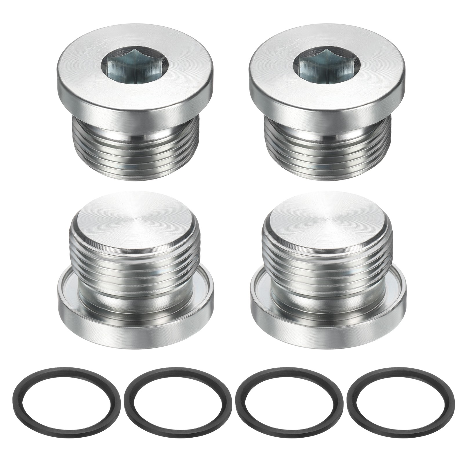 4Pcs M24x2 Carbon Steel Inner Hex Head Pipe Fitting Plug with O-Ring