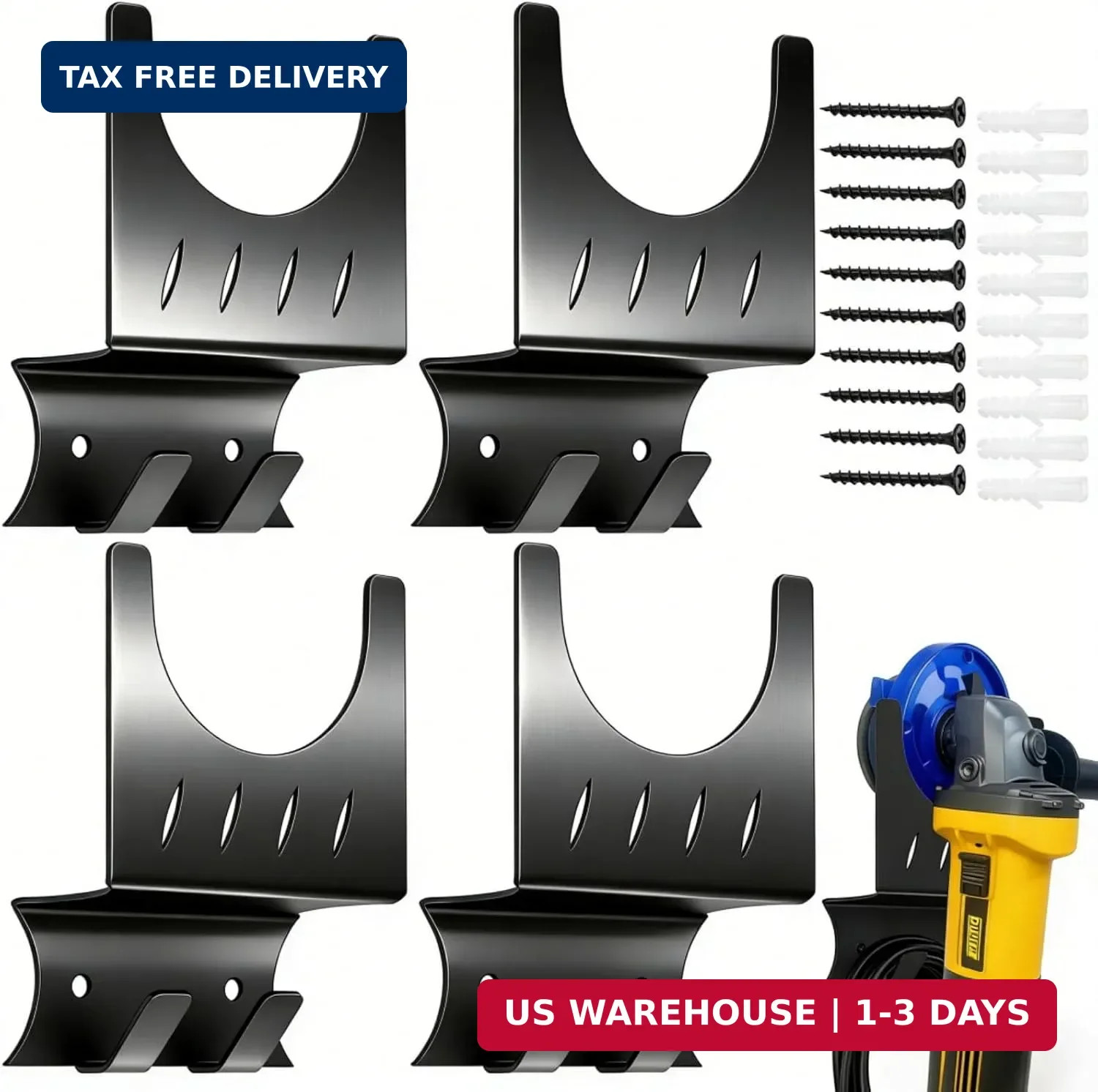 Tlence 4 Pack Angle Grinder Holders, Polisher Storage Rack with Cord Hanger...