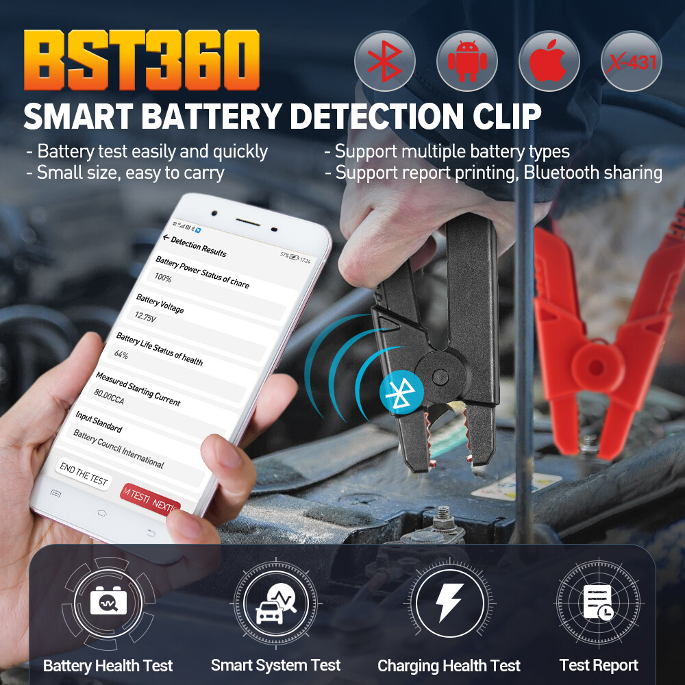 LAUNCH BST360 Bluetooth Battery Testers 12V Automotive Battery Analyzer Load
