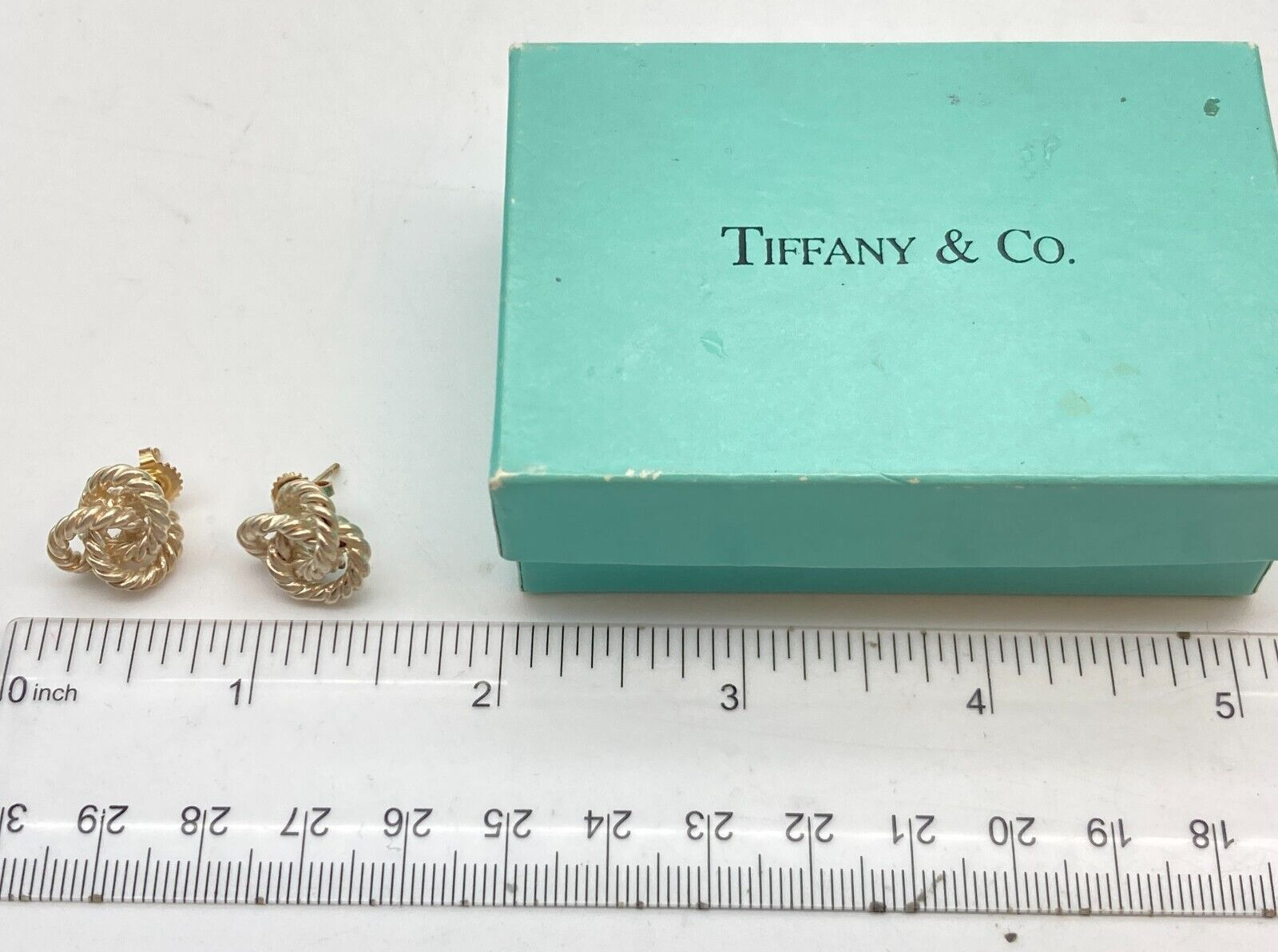 Tiffany & Co. Twist Rope Stud Earrings Gold Silver 7.0g