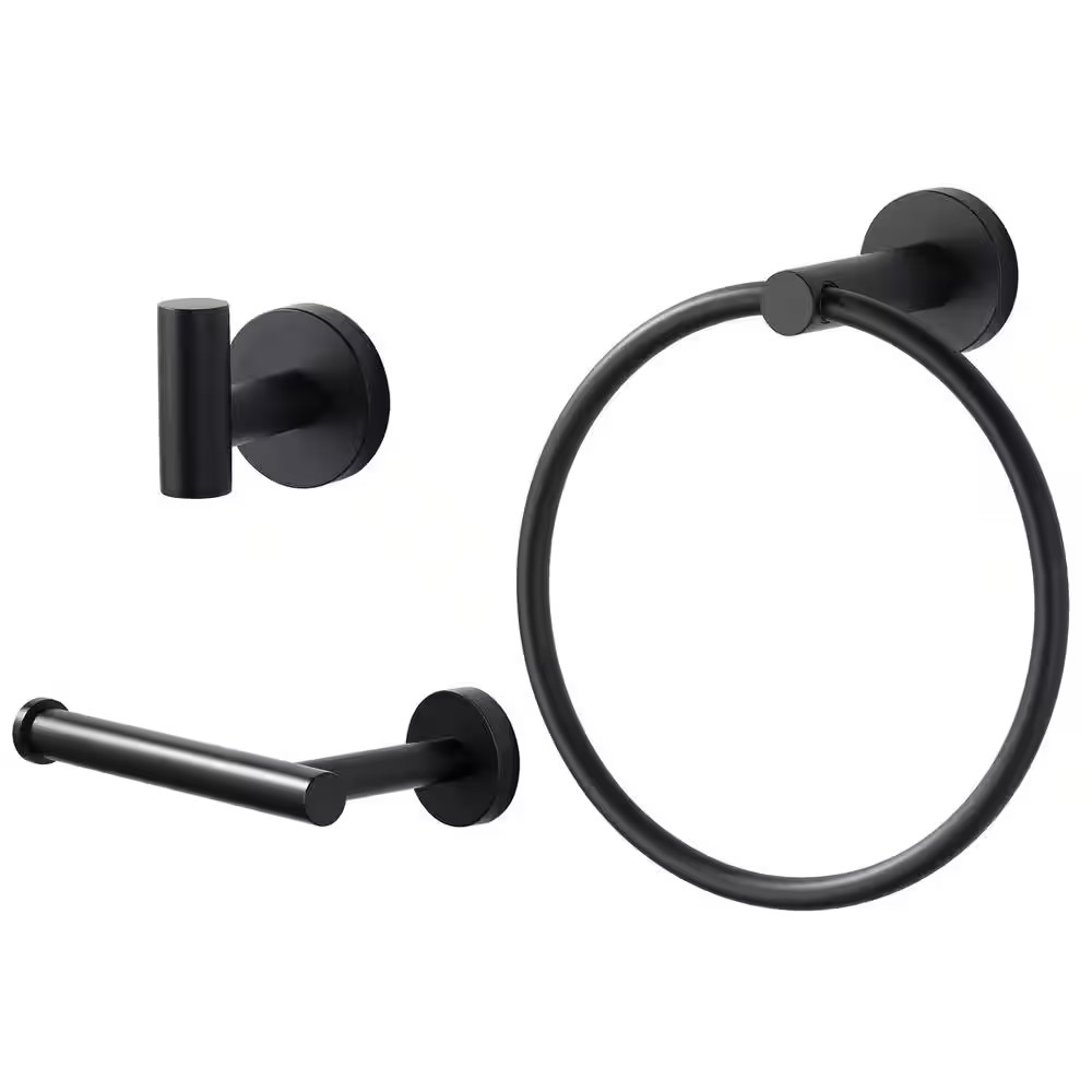 3-Piece Bath Hardware Set with Mounting Hardware in Matte Black