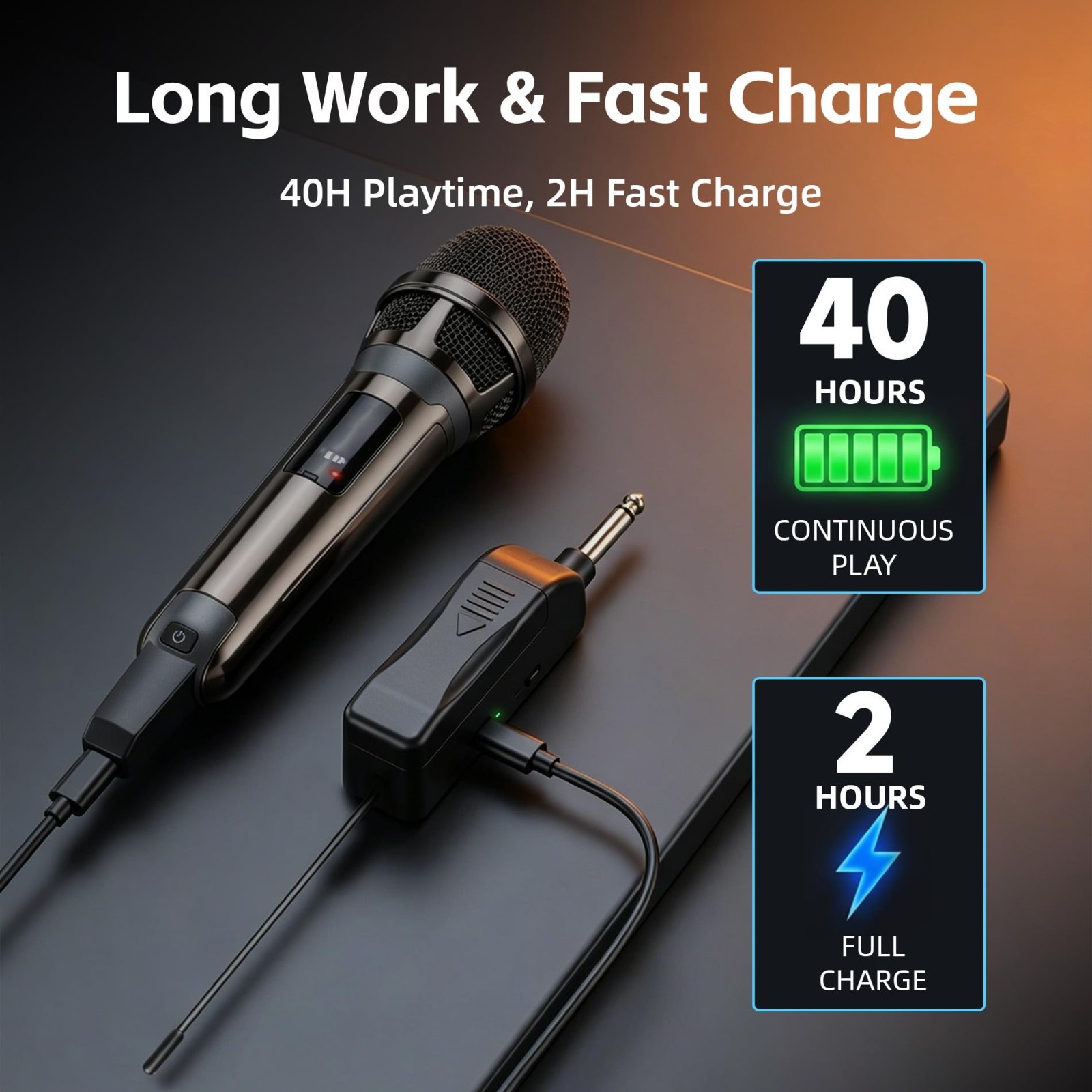 Dual Wireless Microphones for Karaoke - 500ft Range, LED Display, Handheld Mics