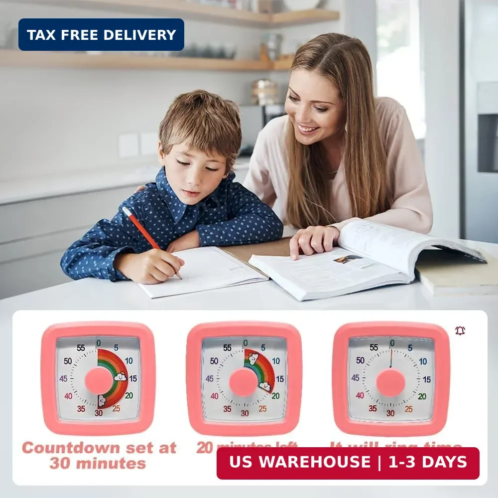 Visual Timer for Children, 60 Minute Countdown for Classroom, Office, Kitchen, D