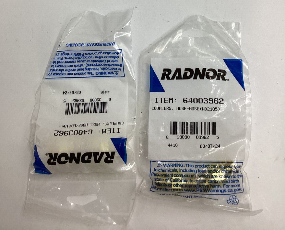 2 Packs of 2 Radnor 64003962 Brass Fuel Gas/Oxygen Hose Coupler Hose-Hose WD2105