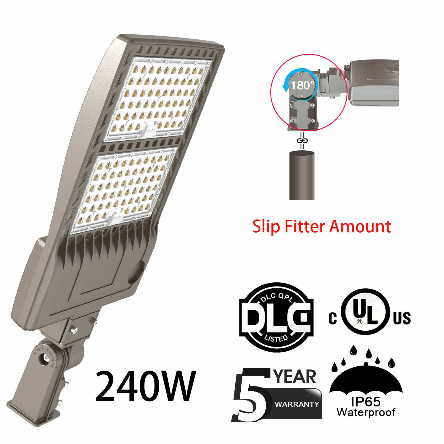 240W LED Shoebox Parking Lot Light 5000K Outdoor Garage Road Street Area Light