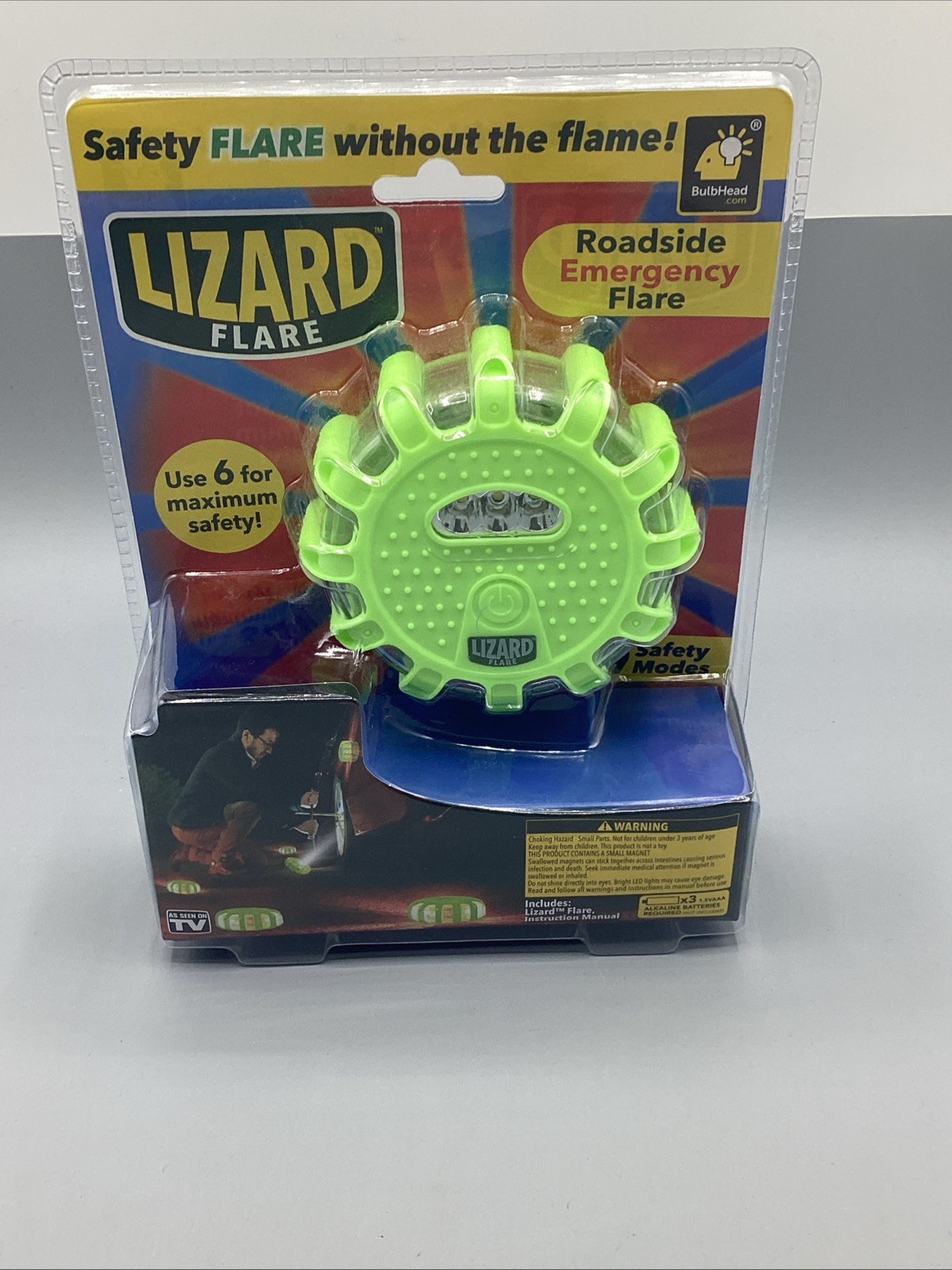 Lizard Flare Flameless LED Road Flares As Seen On TV Magnetic Safety Flares NIB