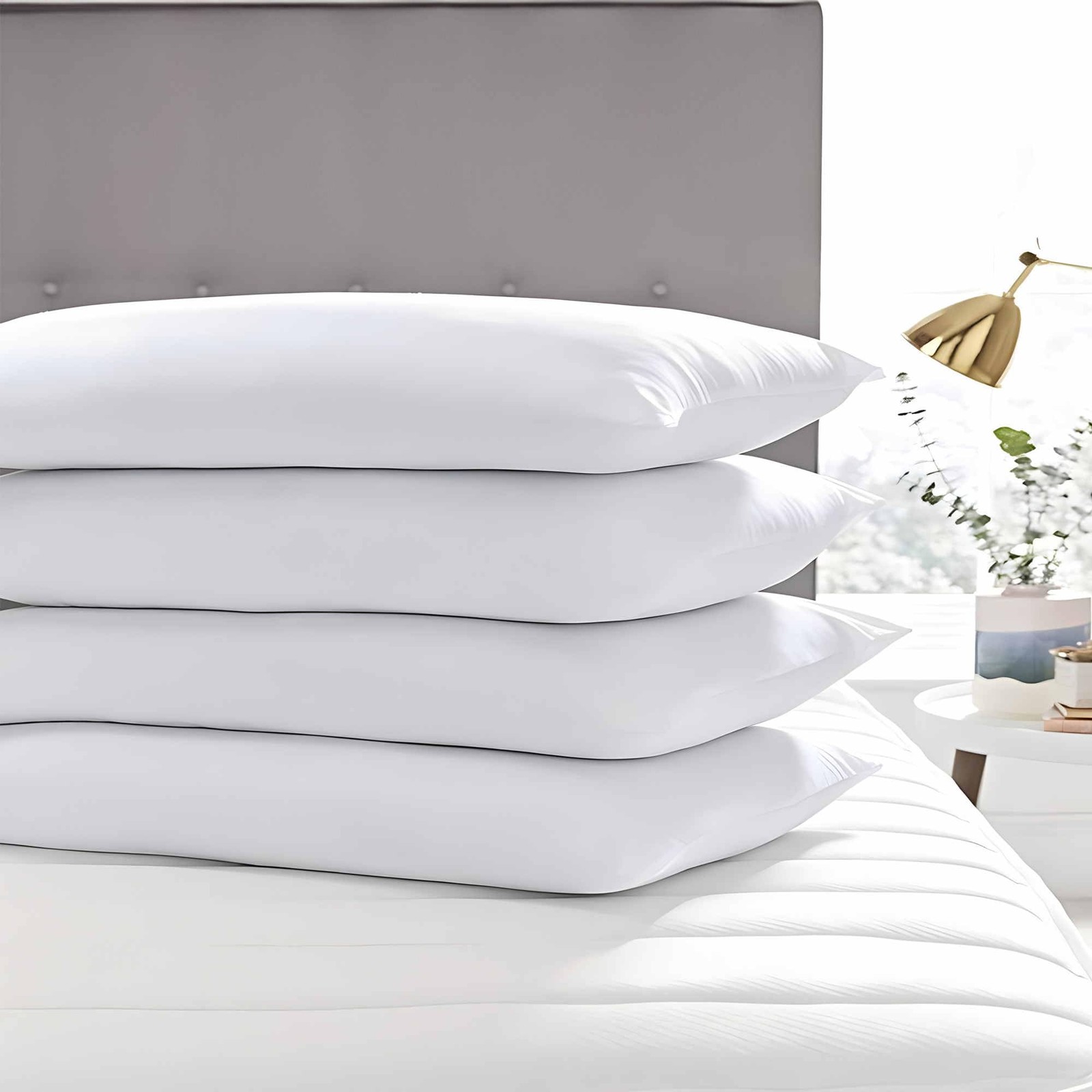 Medium Support Bed Pillows Standard Size Set of 4 Pack 4 Standard, White