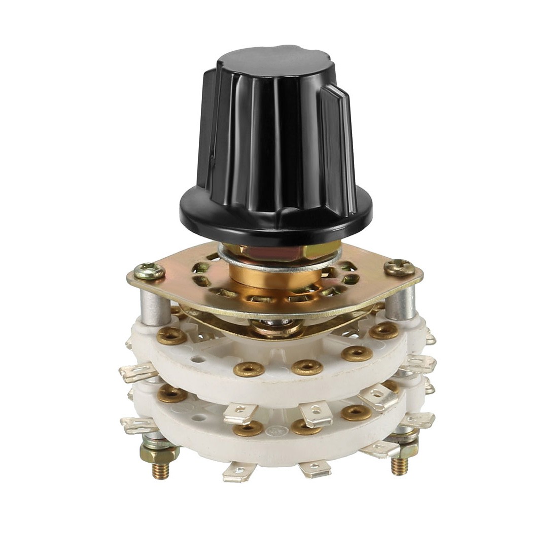 4P4T 4 Pole 4 Position 2 Deck Band Channel Rotary Switch Selector w Knob