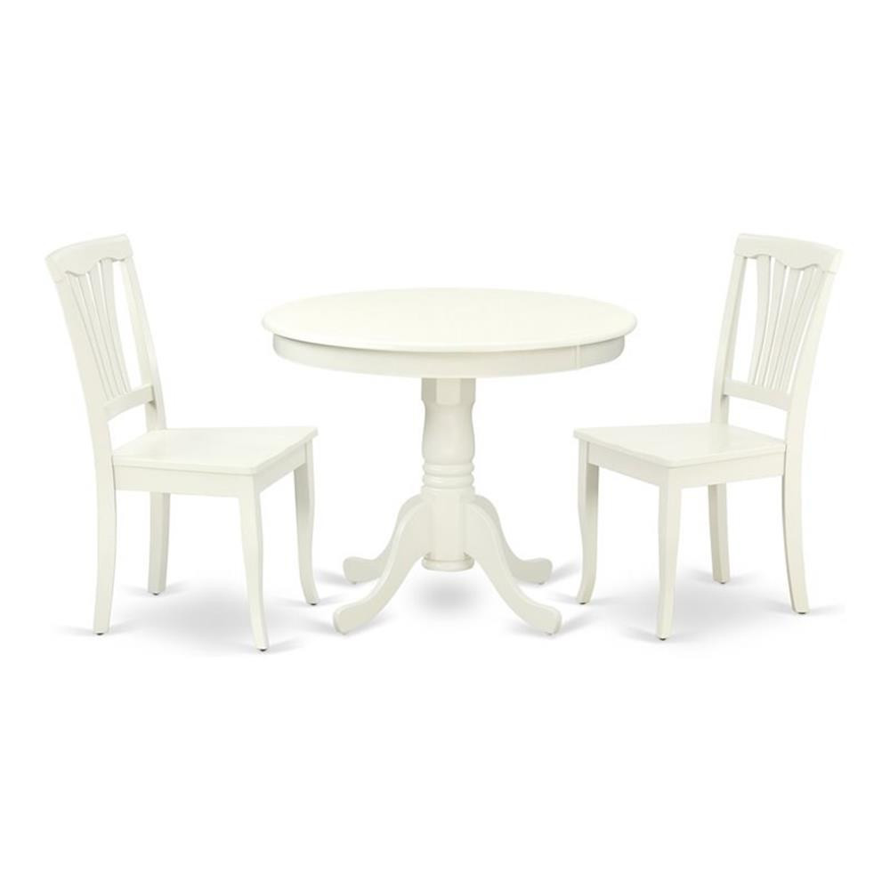 East West Furniture Antique 3-piece Asian Hardwood Dining Set in Linen White