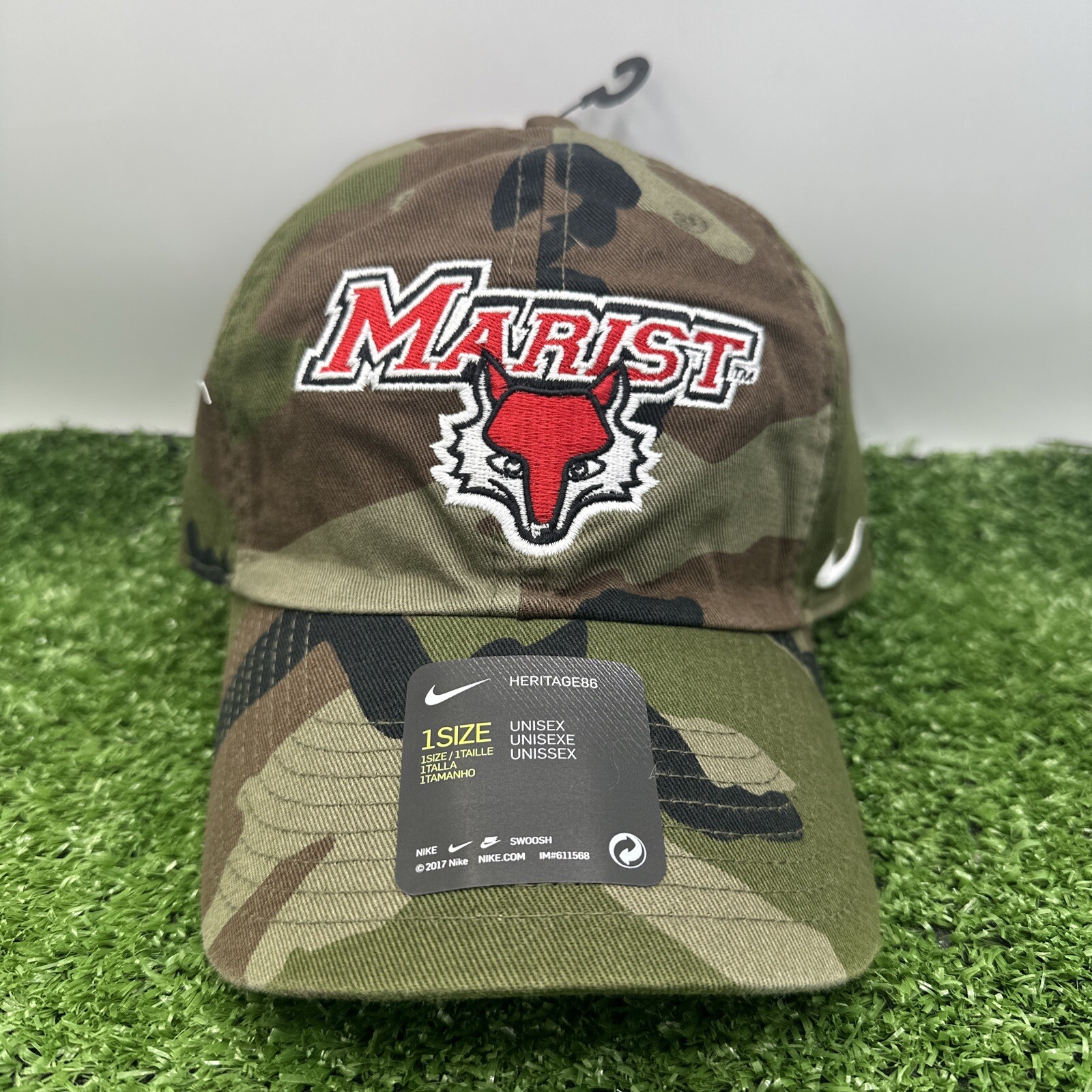 Nike Marist College Heritage86 Hat Cap Camouflage Adjustable Frankie The Red Fox
