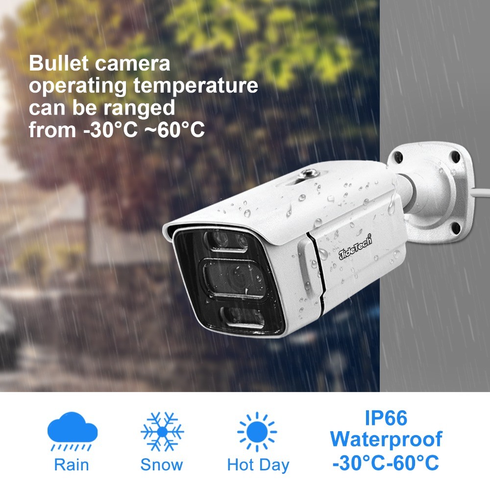 JideTech 8CH 5MP PoE Security Camera System Human Detection Outdoor IP66 Audio
