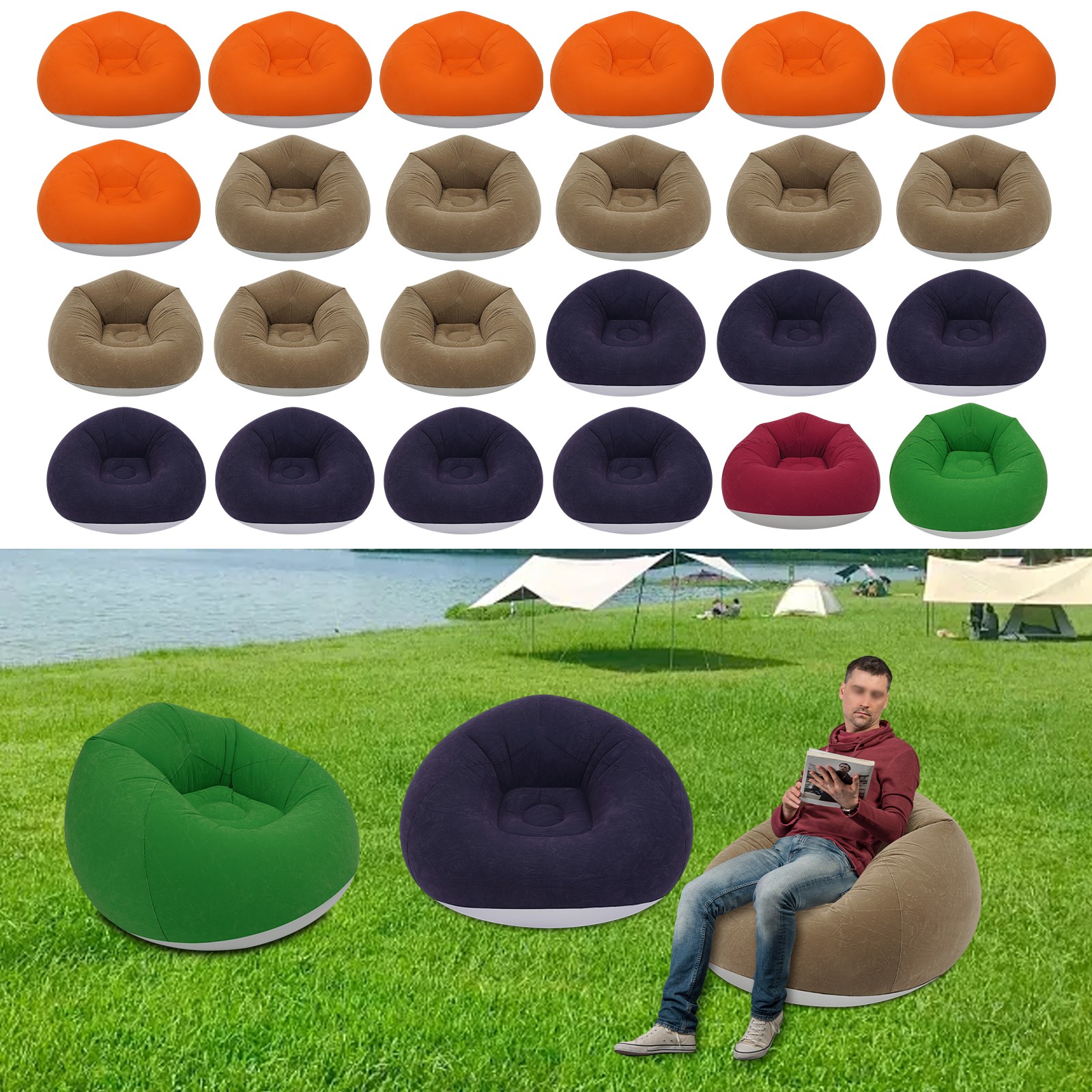 Free Standing Inflatable Sofa Portable Inflatable Couch 6 Pcs Inflatable Chairs