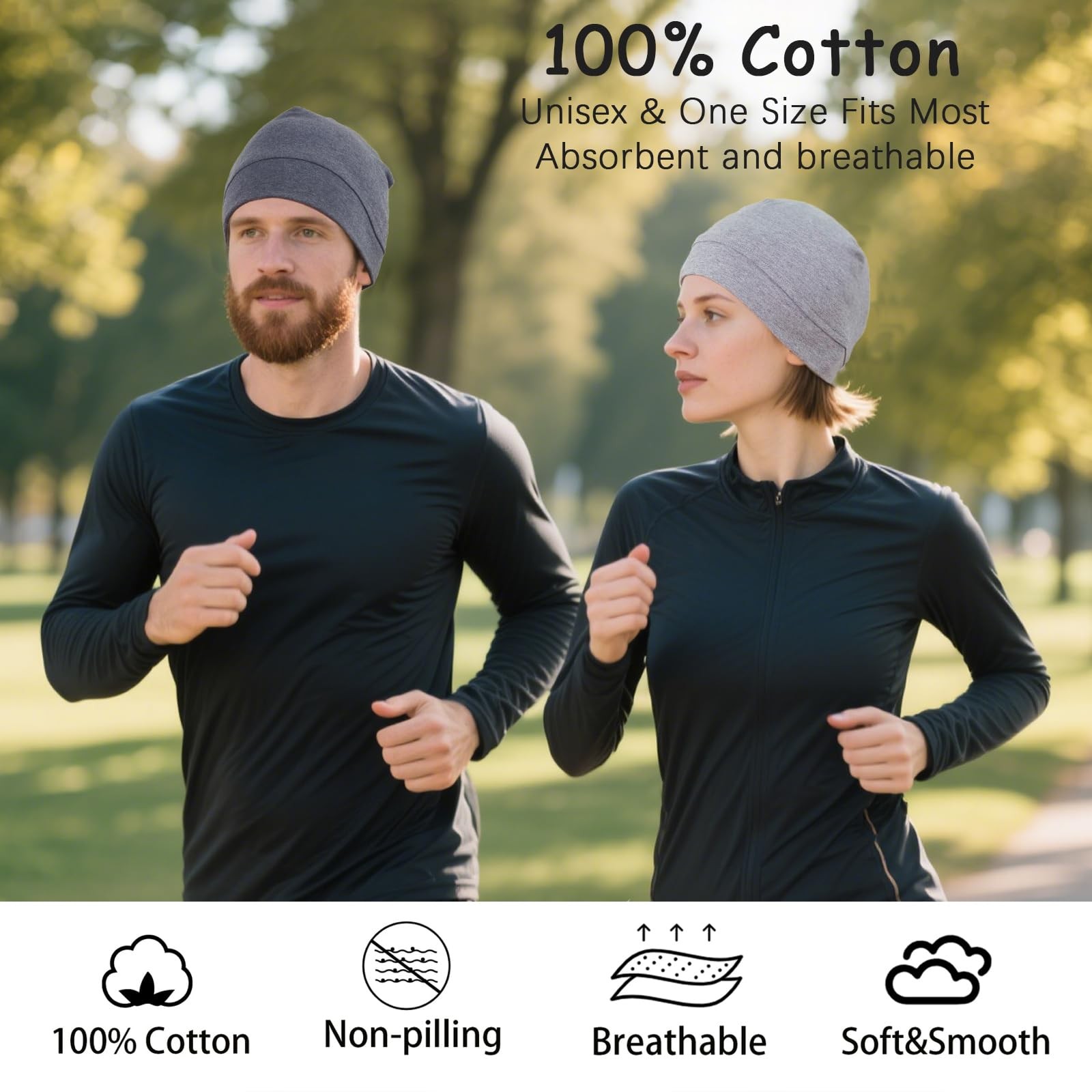 Simapu Cotton Skull Cap, Caps for Men Women, 2-Pack One Size, Set P