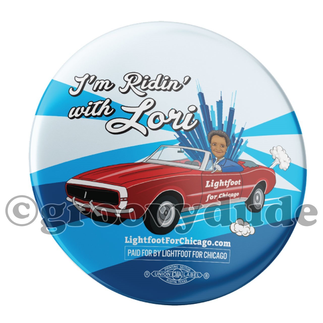 Lori Lightfoot 2023 Mayor Chicago Ridin' With 2-1/4" Pinback Button OFFICIAL
