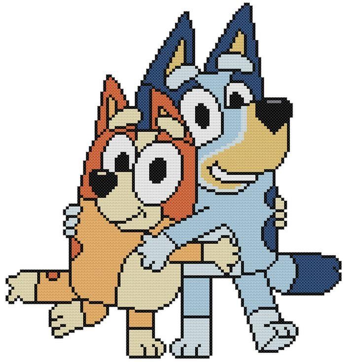 CROSS STITCH+ CRAFT PATTERN Bluey Bingo Dog Cartoon Family Sisters Blue Heelers