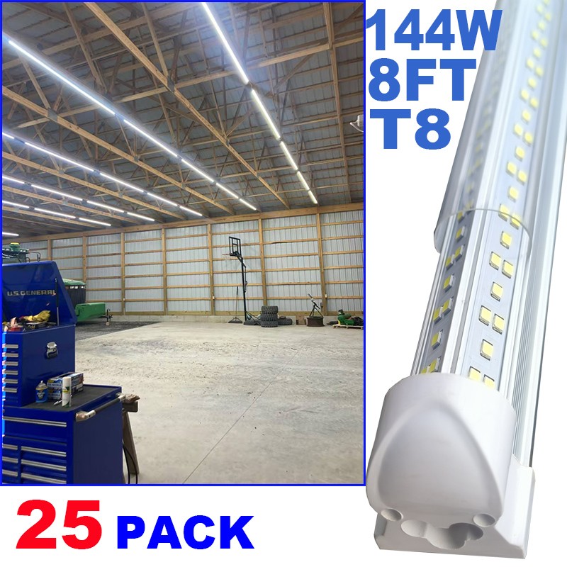 25PACK 8ft 144w Led Tube Light 8 Foot Led Shop Light T8 Integrate 4 Row Fixture