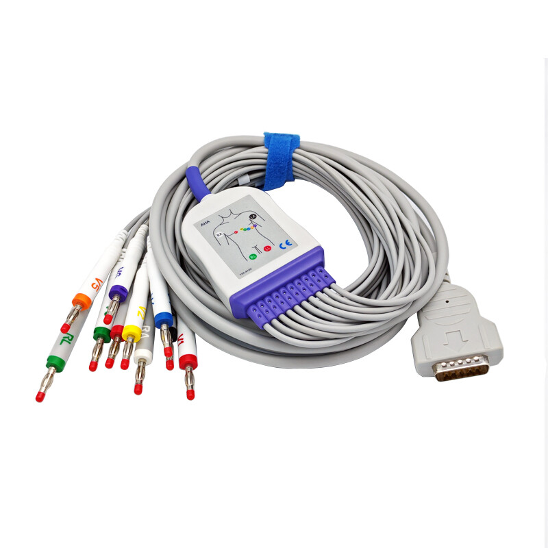 10Leads 15Pins ECG EKG Cable Banana 4.0 AHA Leadwire Compatible GE Marquette MAC