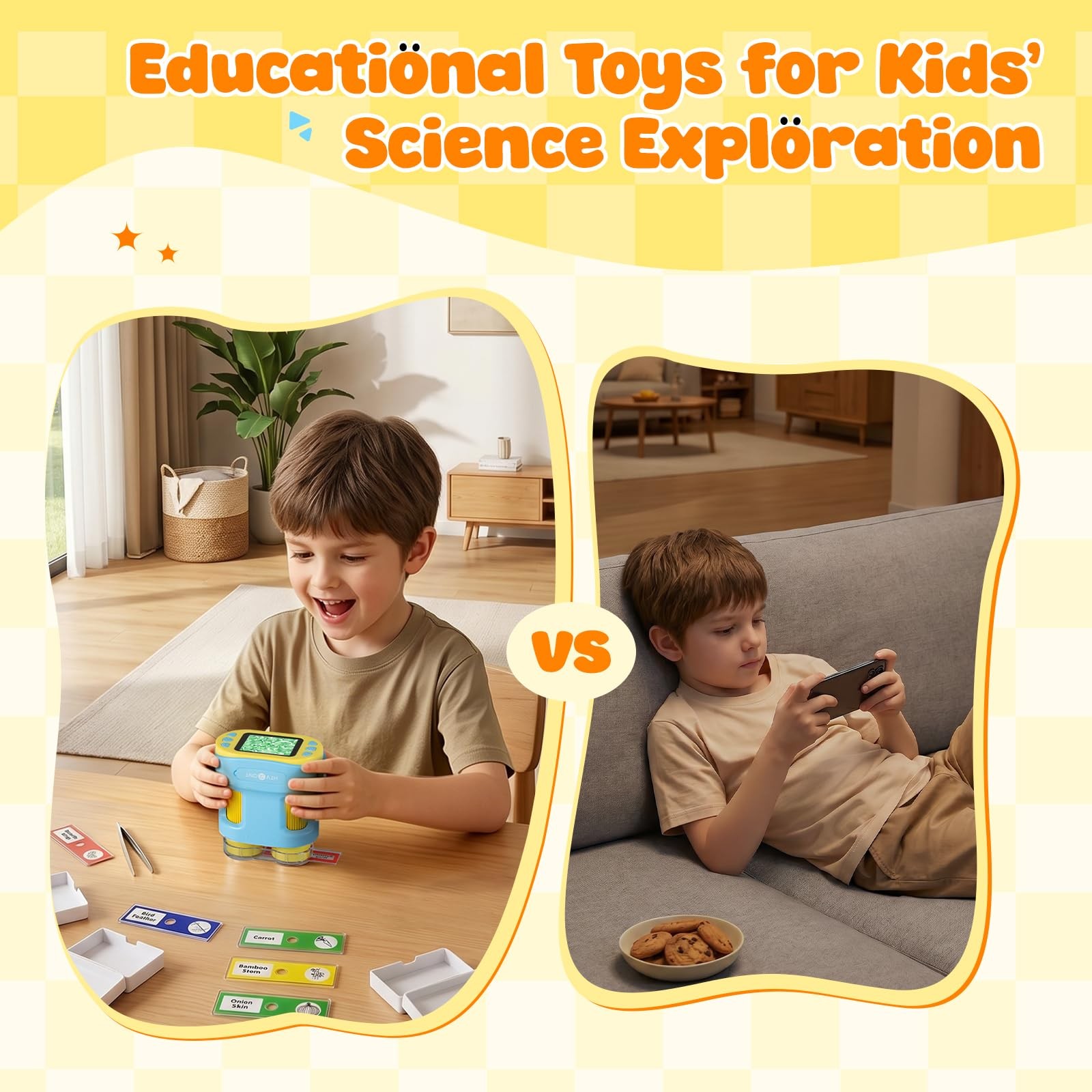 Handheld Microscope for Kids - HTVRONT 1000X Digital Microscope 4K 2.0 Inch HD