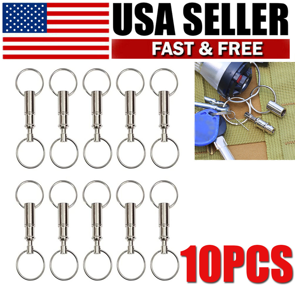 10Pcs Quick Release Detachable Keychain Pull Apart Snap Lock Dual Key Ring