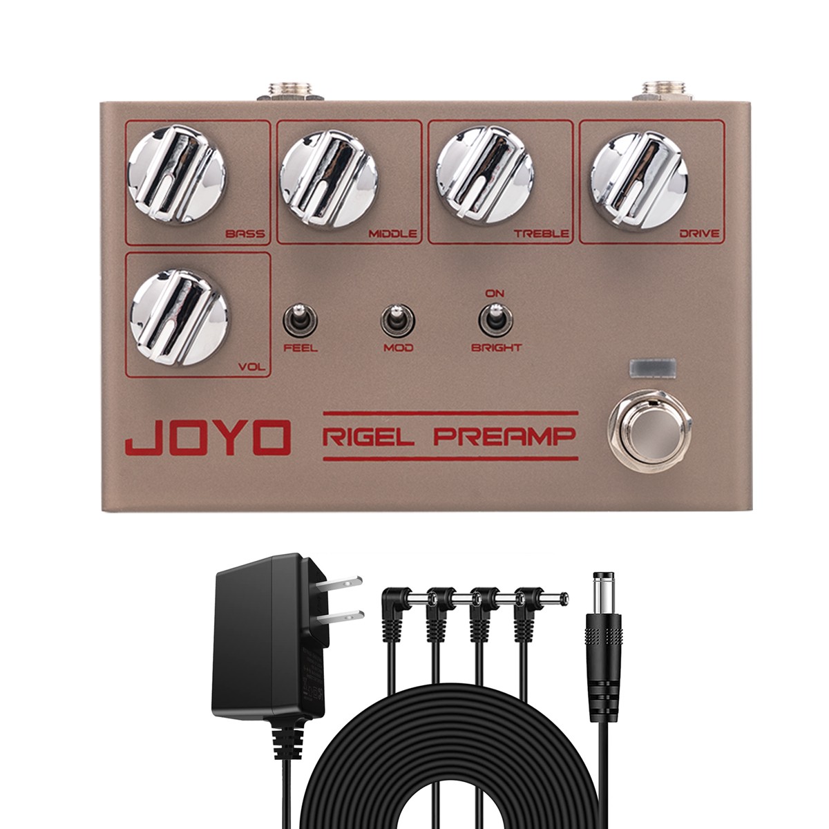 JOYO High Gain Overdrive Guitar Pedal Amp Simulation 3-Band EQ with Power Supply