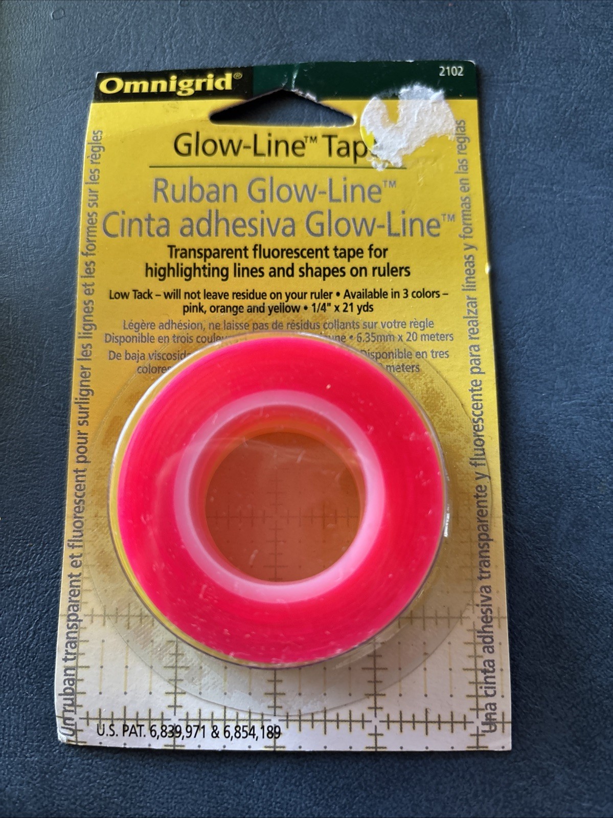 Glow-Line Tape, Omnigrid, 3 Colors, 1/4" x 21 yards, for Quilt Rulers New