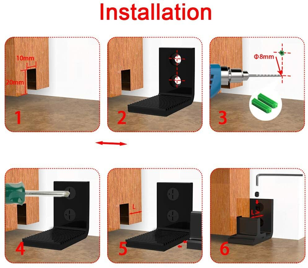 CCJH Adjustable Floor Guide for Sliding Barn Door Bottom Wall Mount Stay Guide