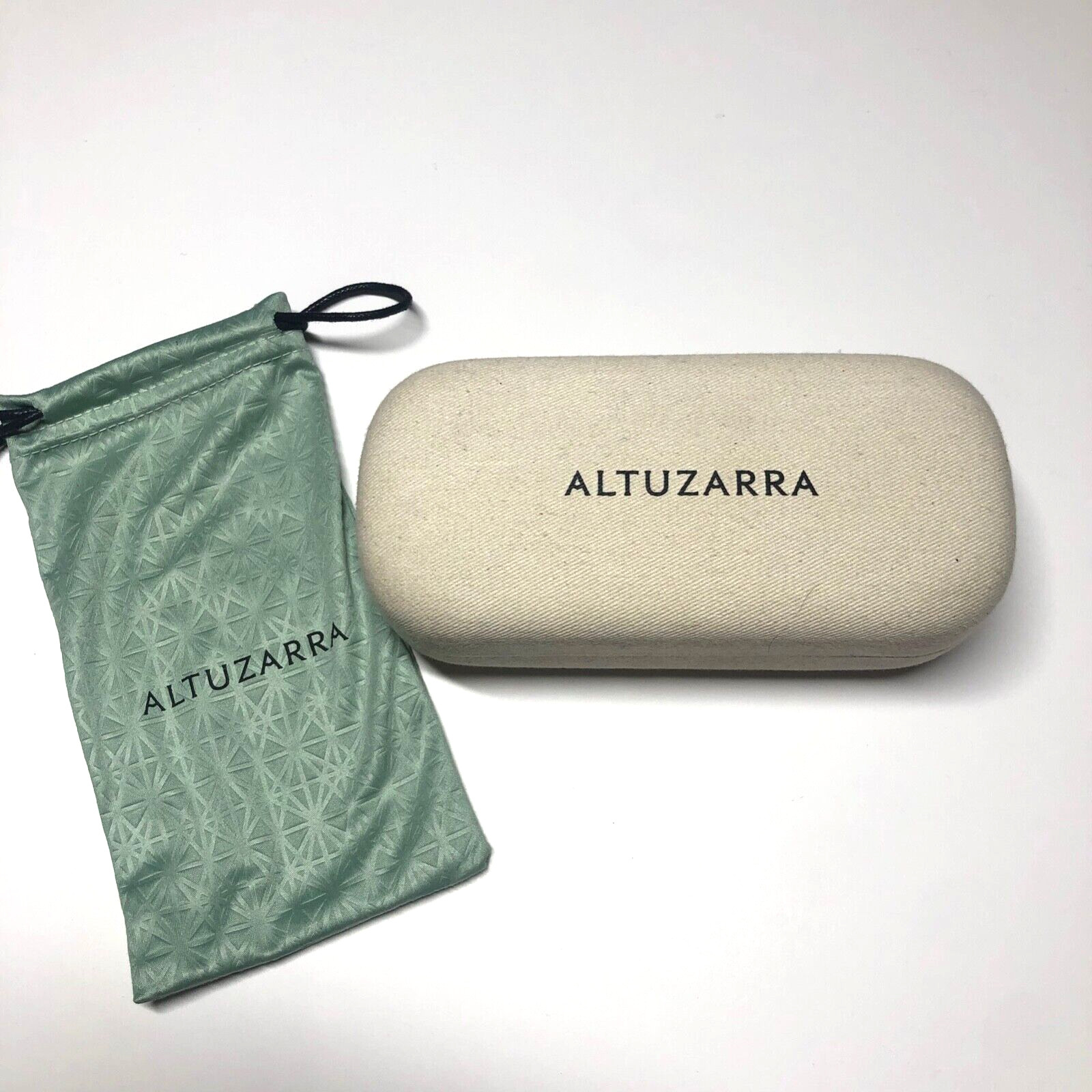 Altuzarra Sunglass Case Clamshell Green Cream Glasses Protection