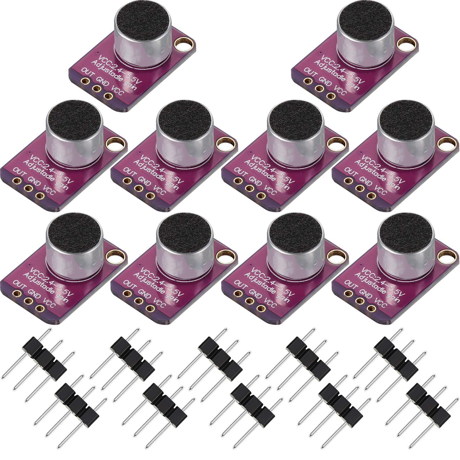 10 PCS Electret Microphone Amplifier Adjustable MAX4466 Module Breakout