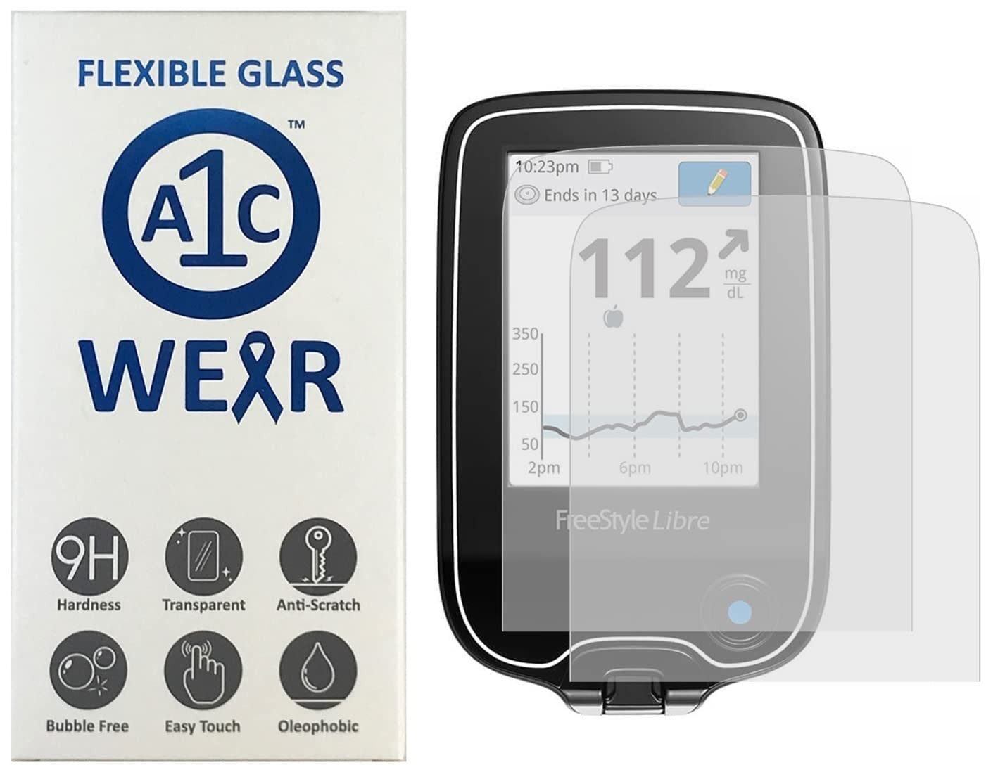A1C WEAR - 9H Flexible Glass Screen Protector for 2 Count (Pack of 1)