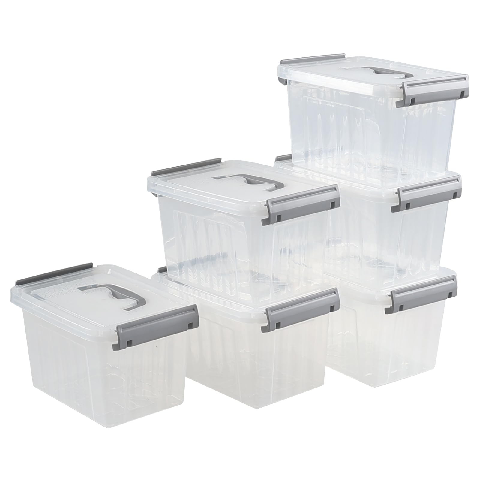 3.5 Quart Small Clear Latching Boxes with Handle, 6 Packs