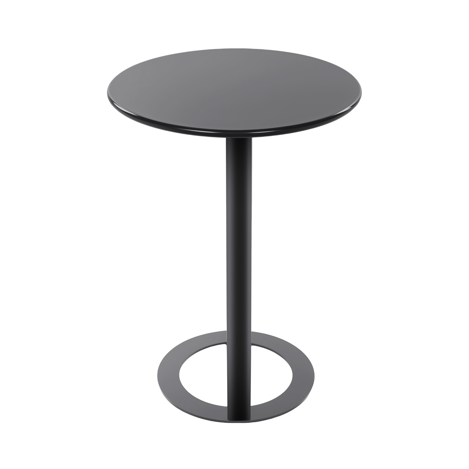 48x69cm Round Side Table Black Side Table for Small Spaces with O-shaped Base