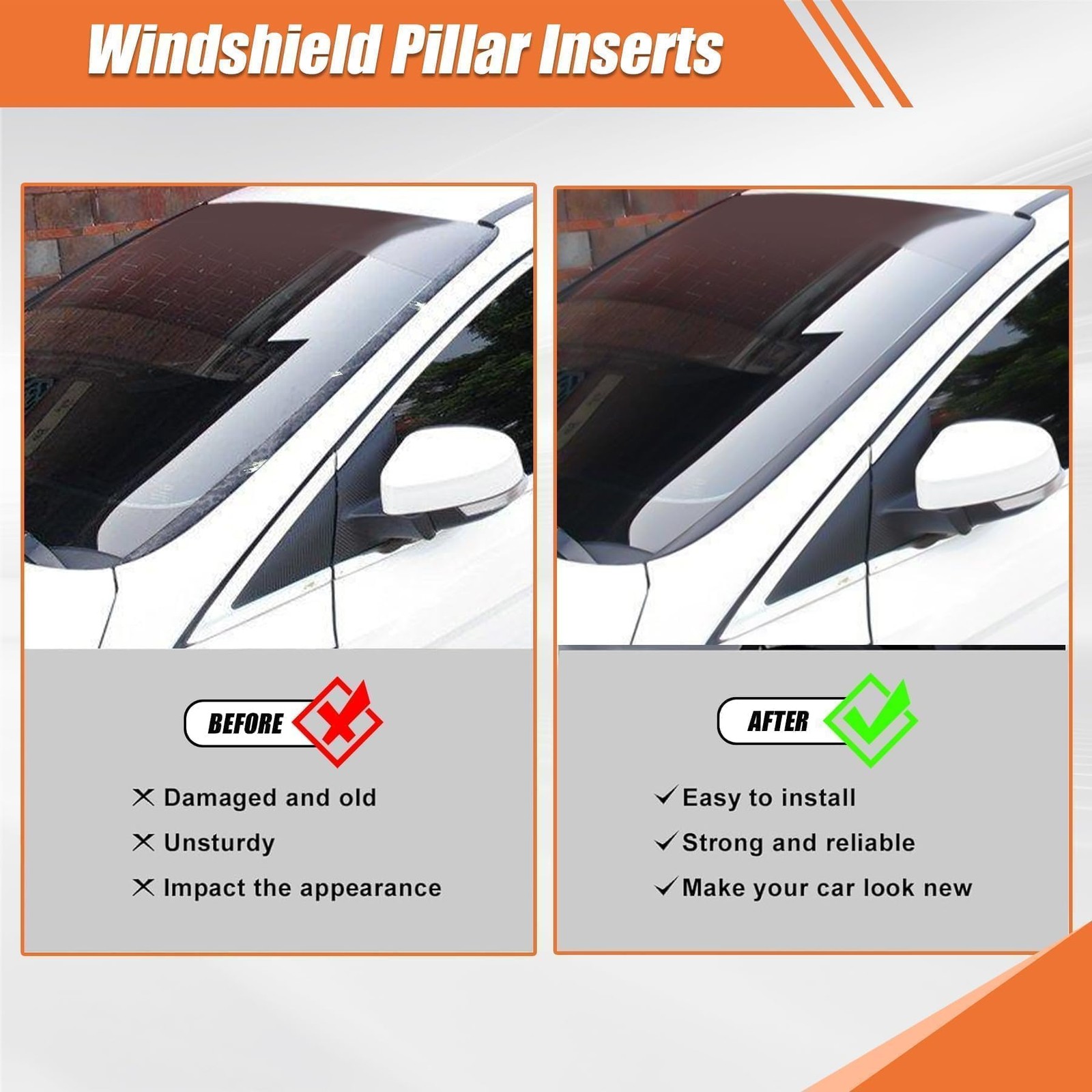 Windshield Pillar Molding Driver & Passenger Side Compatible with Ford Focus ...