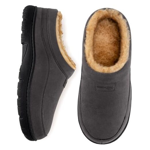 Men's Moccasin Slippers Soft Warm Non-slip Memory Foam Indoor House 9-10 Grey