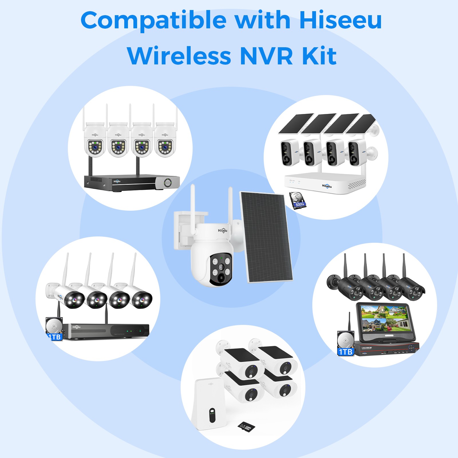 HISEEU Wireless Solar Security Camera 4MP Color Night Vision Human Detect Audio
