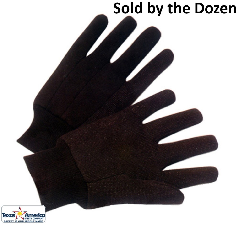 9 Ounce Brown Jersey Gloves - Sold by the Dozen