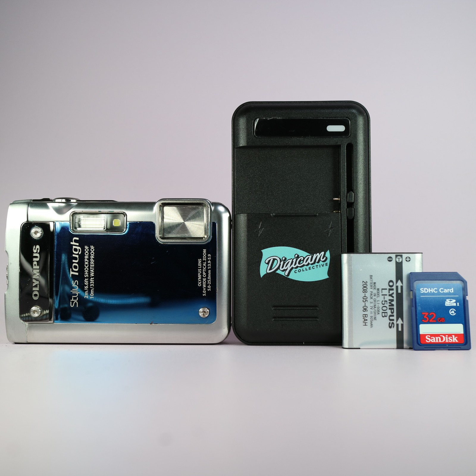 Olympus Digital Camera Mju Tough 8010 14.0MP Blue Tested Full Working Set