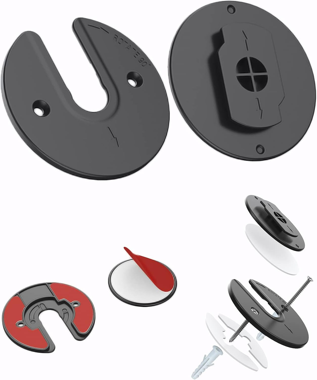 Universal Tablet Wall Mount Adjustable 90 Degrees Rotating Black