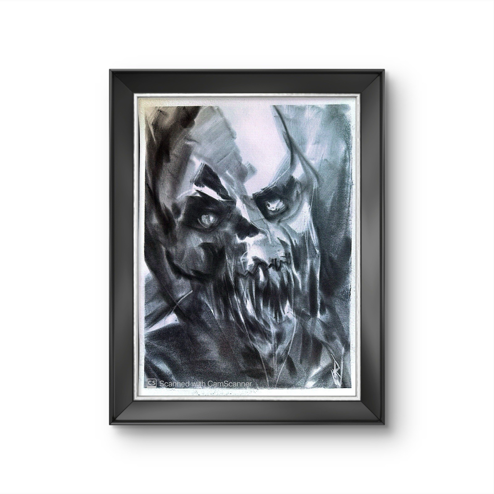 Dark Surreal Skull Original Soft Pastel Drawing Gothic Horror Art 9”x12”