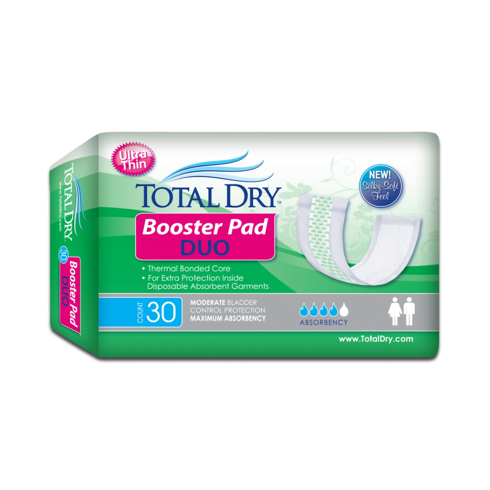 TotalDry Duo Booster Pads 12" Long PK of 30