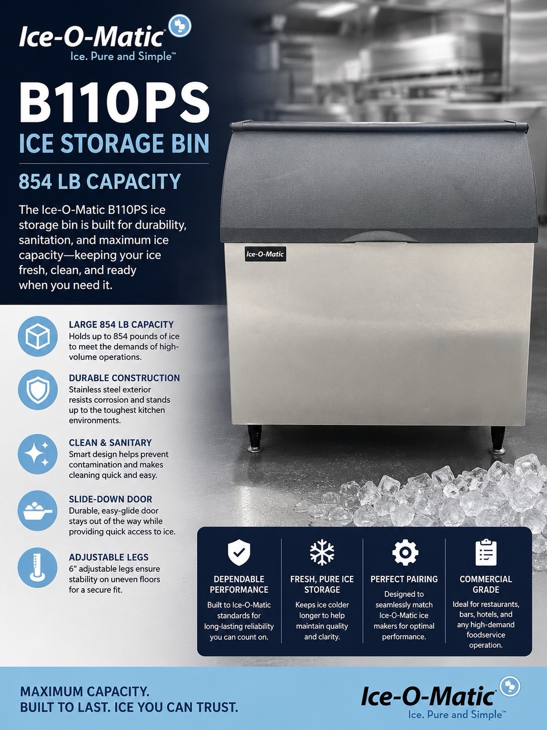 Ice-O-Matic IceOMatic B110PS 854 Lb Ice Storage Bin