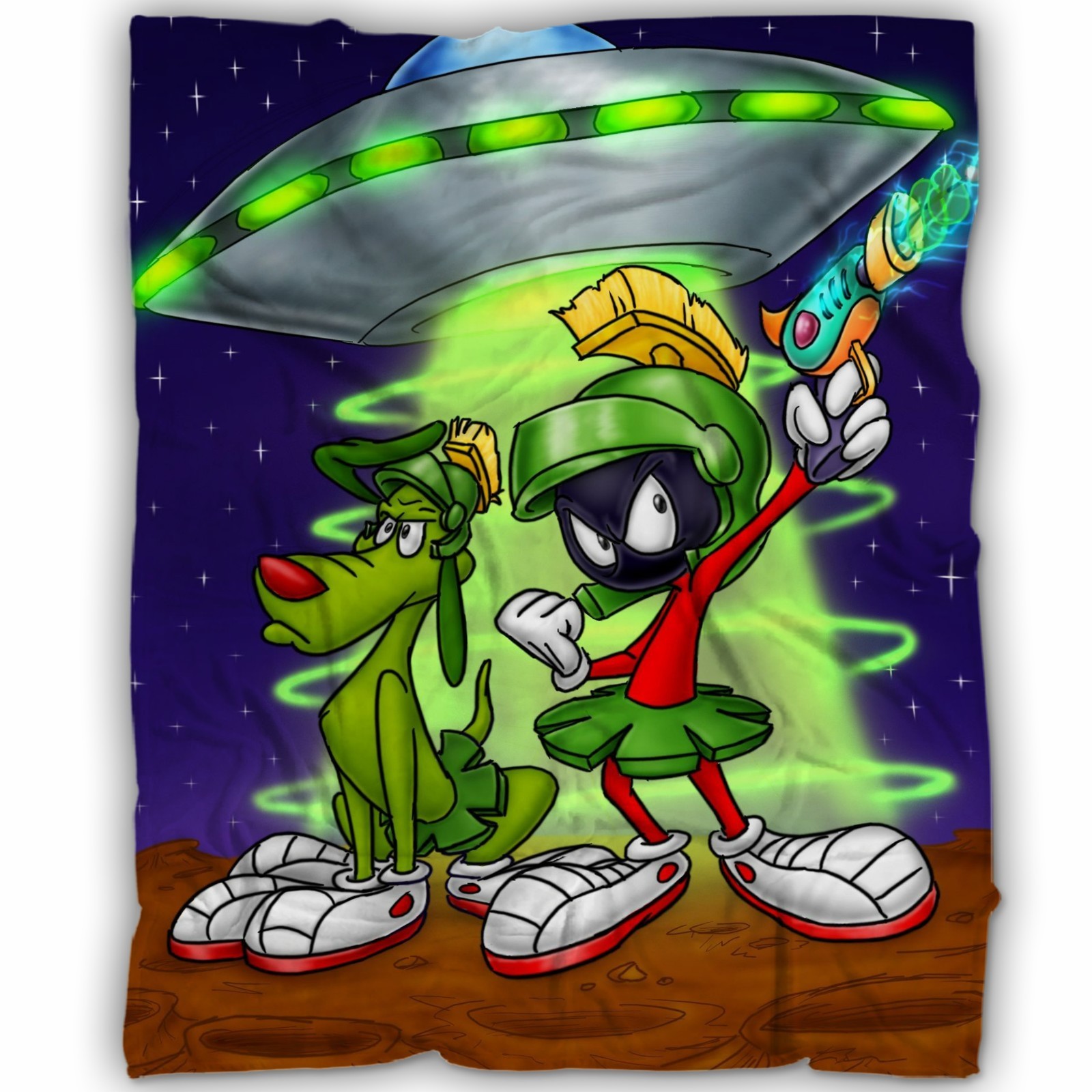 Marvin Blankets, Marvin-Martian Fastness Fleece Sherpa, Marvin Gifts for Lovers