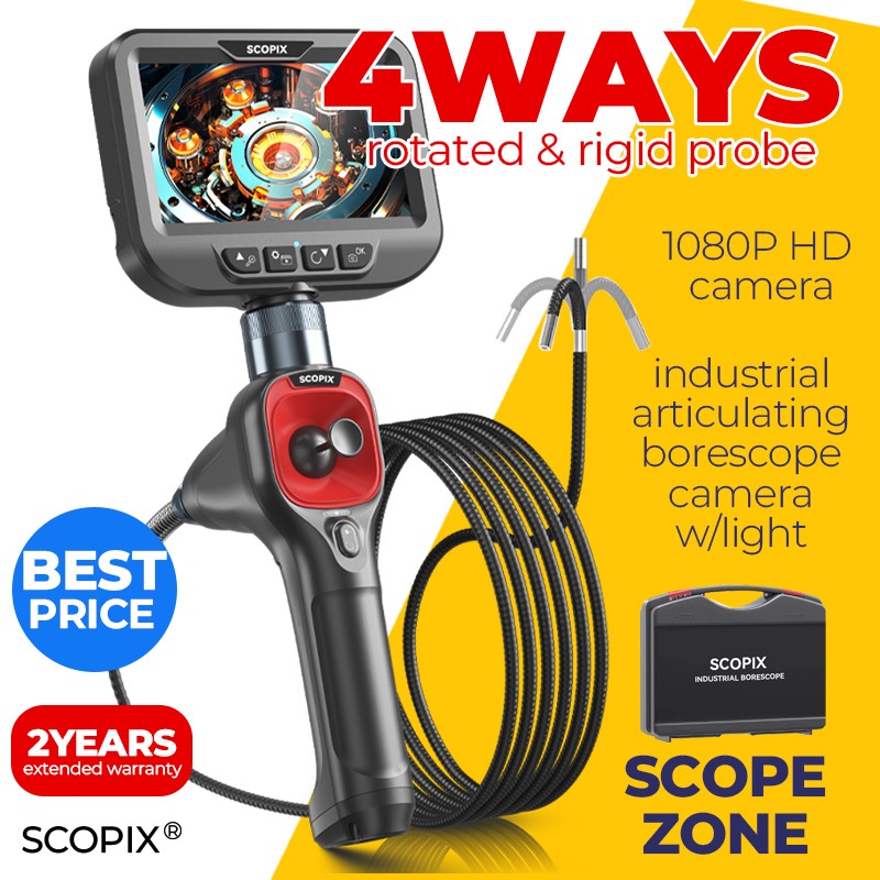 Ralcam 4-Way 360° Articulating Borescope Endoscope with light Inspection Camera