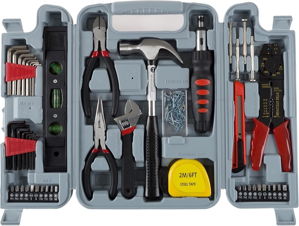 Tool Set - Tool Kit with Hmer, Wrenches, Screwdriver, Pliers, and More -
