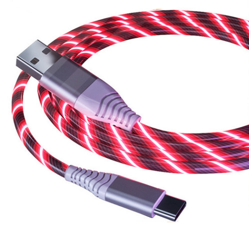 1M Type C Charger Cable Light Up Fast Charging Flowing Led For iPhone Samsung US