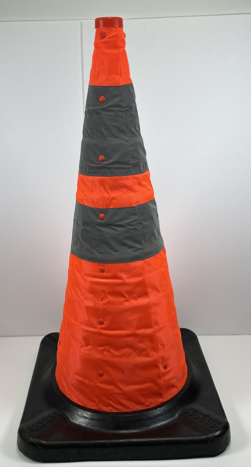 Orange Safety Cone 28" Expandable Flashing Light Viewbrite Battery Operated