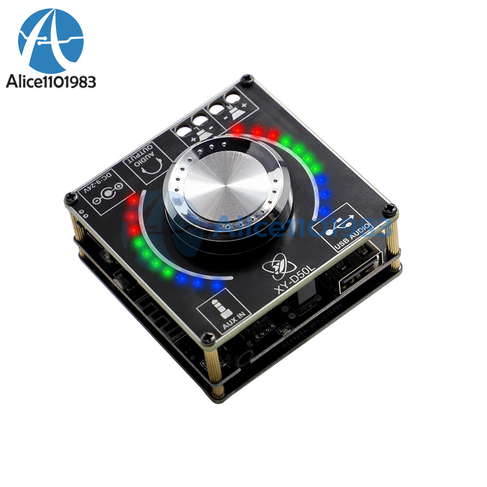 D50L Bluetooth 5.1 Stereo Audio Power Amplifier Board Rhythm Light APP Control