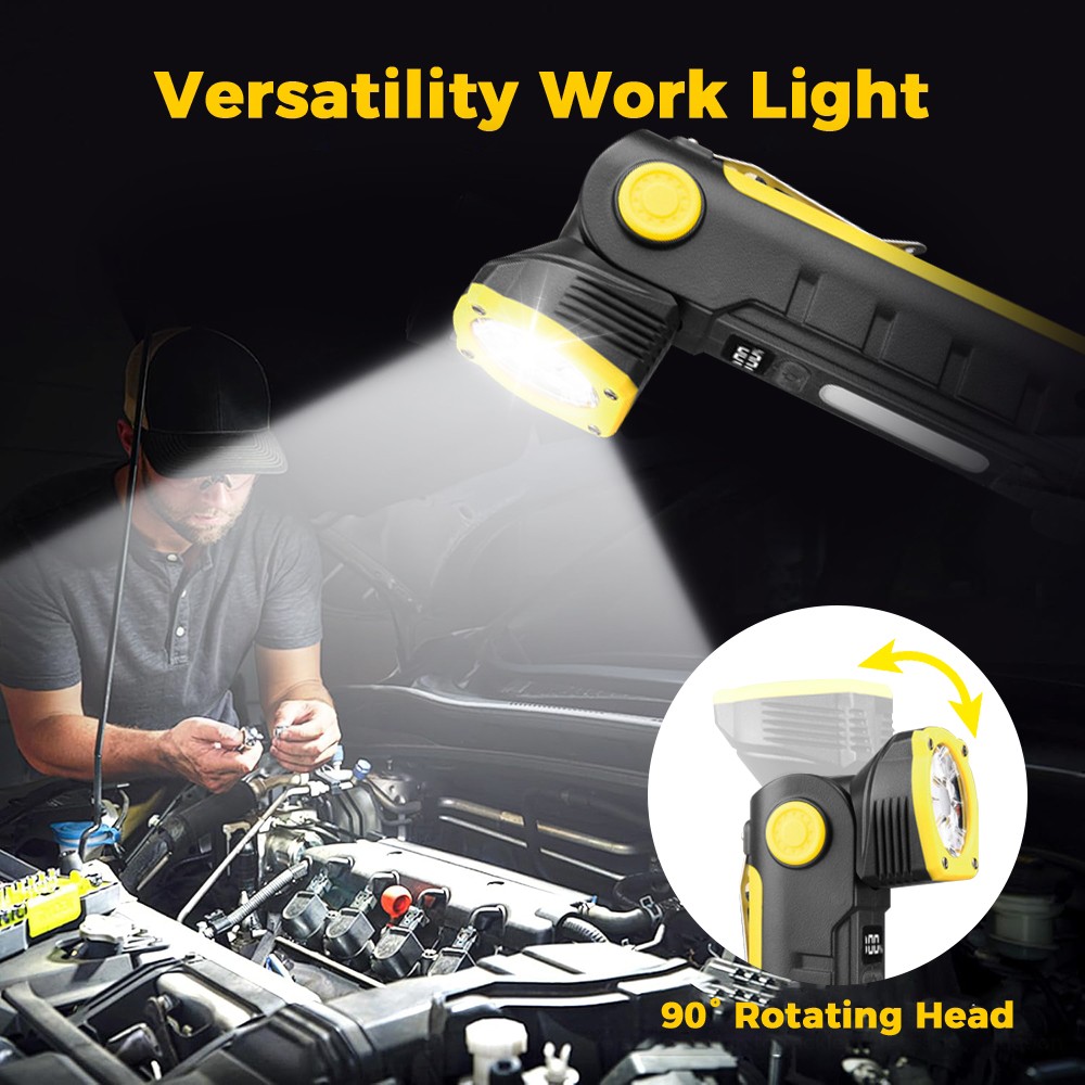 Rechargeable LED Work Light Mechanic Flashlight Lamp Magnetic Base Super Bright