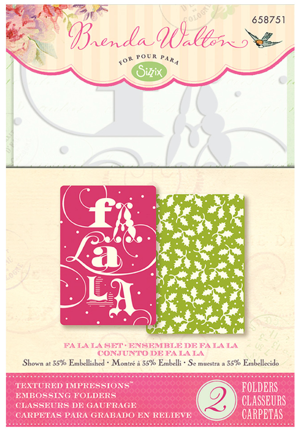 *Rare* Sizzix Brenda Walton FA LA LA SET Textured Impressions 658751