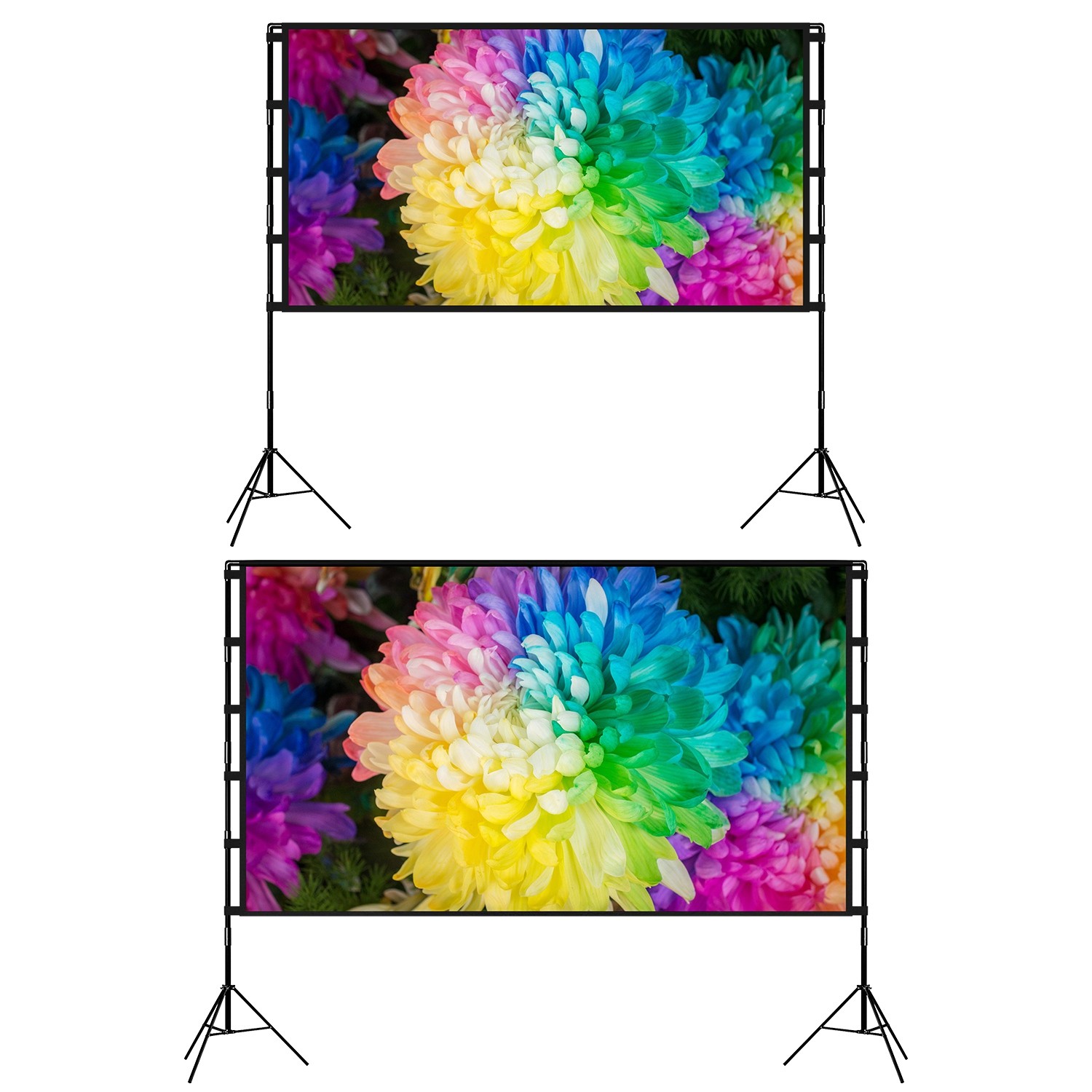 100/120in 16:9 Movie Screen Projector Screen with Stand 4K Theater Backyard Tool