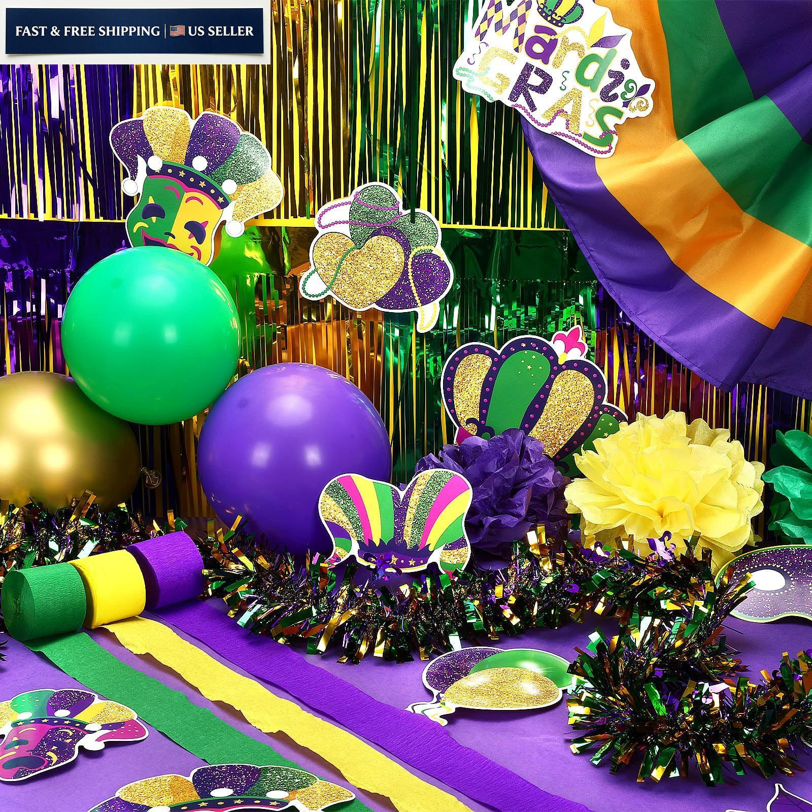 UPINS 57 Pcs Mardi Gras Float Decorations Kit for Parade, Purple
